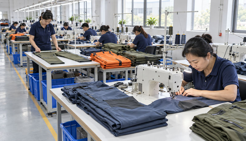 Xinfeng Base, Jiangxi production floor with performance pants lines