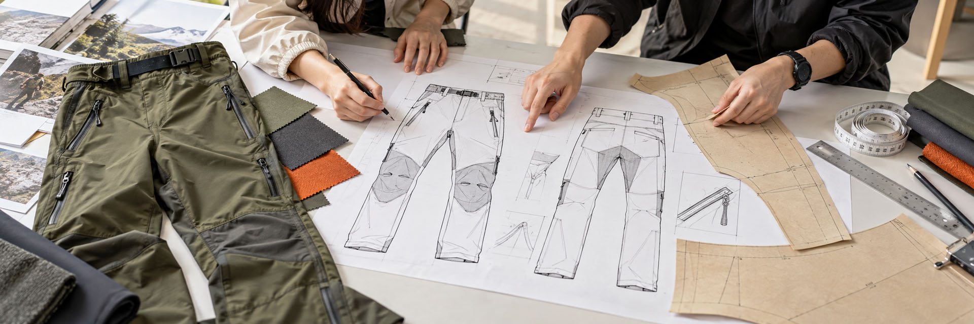 Winking performance pants designer team